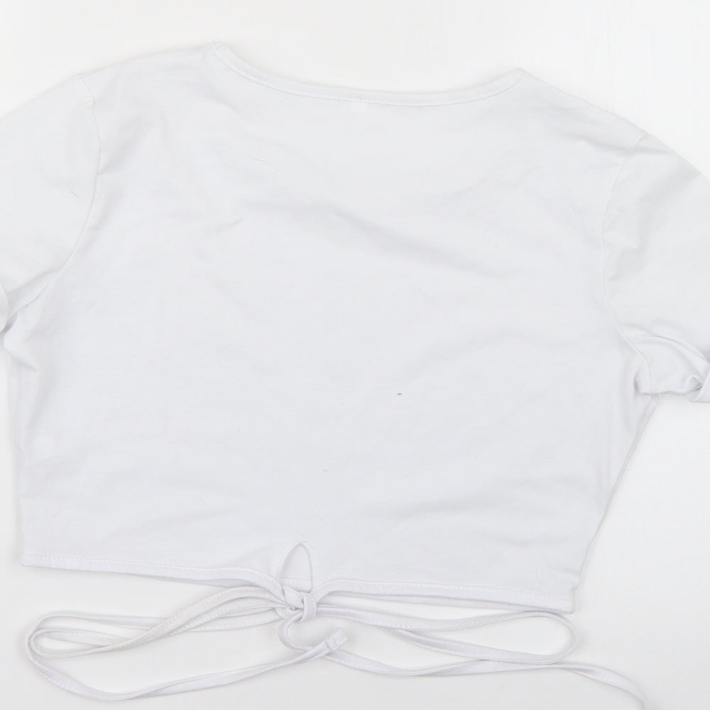 Womens UK Size XS Preworn White Basic T-Shirt