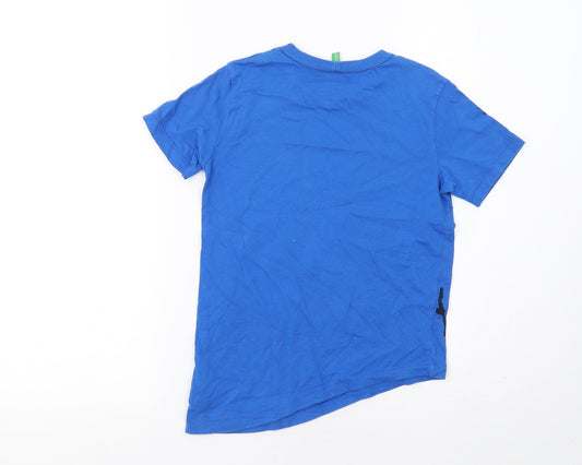 Benetton Girls Blue Geometric Basic Polo Size 6-7 Years - Asymetric