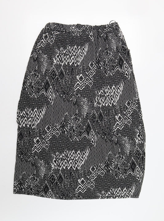 TU Womens Black Geometric A-Line Skirt Size 16