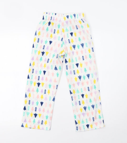 Eddie Bauer Girls White Pyjama Pants Size 7-8 Years - Christmas Tree Print