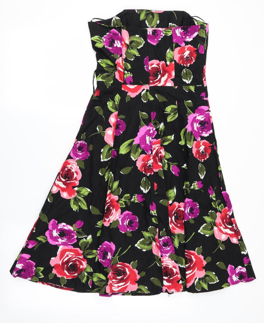 New Look Womens Black Floral Fit & Flare Size 10