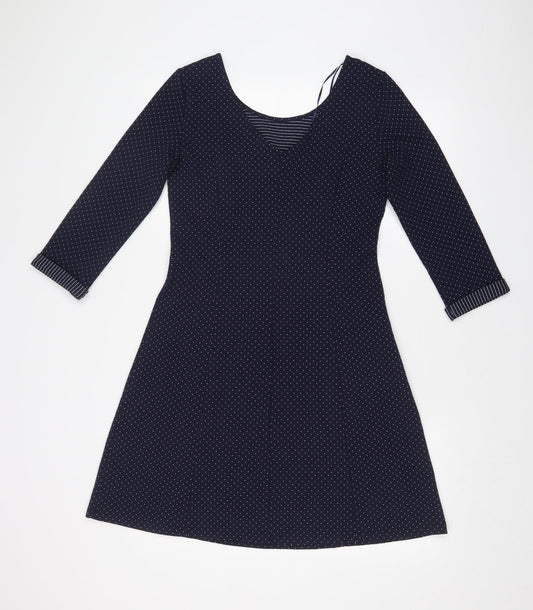 Yessica Womens Blue Polka Dot Fit & Flare Size 8