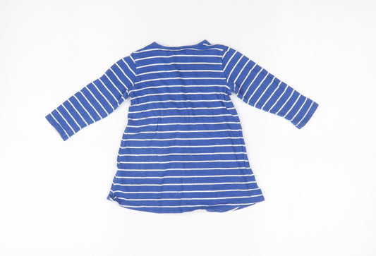 H&M Girls Blue Striped T-Shirt Dress Size 6-9 Months
