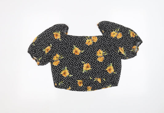 Womens UK Size 16 New Look Black Basic Button-Up