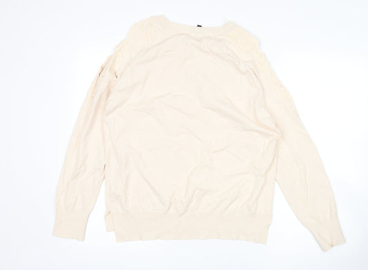 Womens UK Size 14 Topshop Beige Pullover Jumper