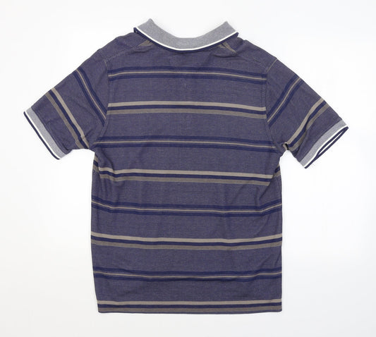 Easy Mens Blue Striped Polo Size M