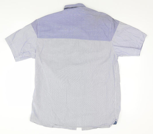 Mens UK Size L Gio-Goi Blue Button-Up Short Sleeve Casual Shirt