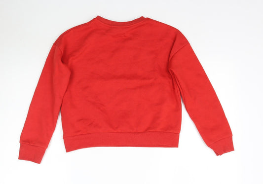 Disney Girls Red Pullover Sweatshirt Size 9-10 Years - Mickey Mouse