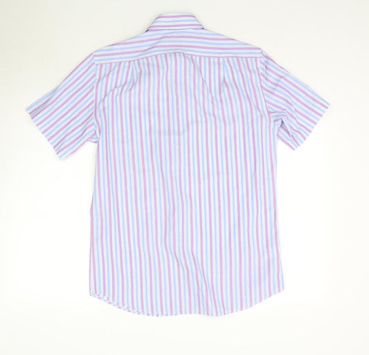 Mens UK Size 14.5 Marks and Spencer Purple Button-Up Short Sleeve Casual Shirt