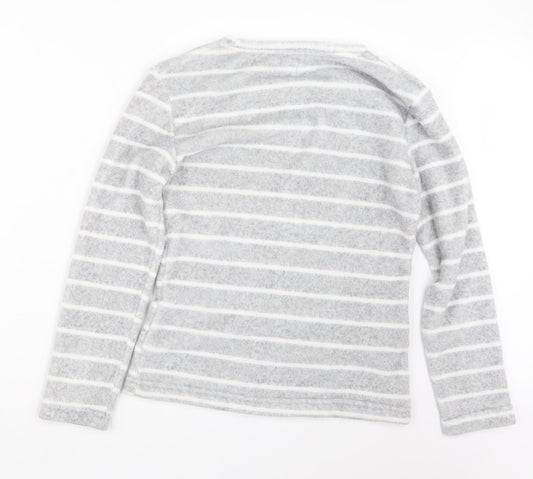 F&F Womens Grey Striped Top Pyjama Top Size 8