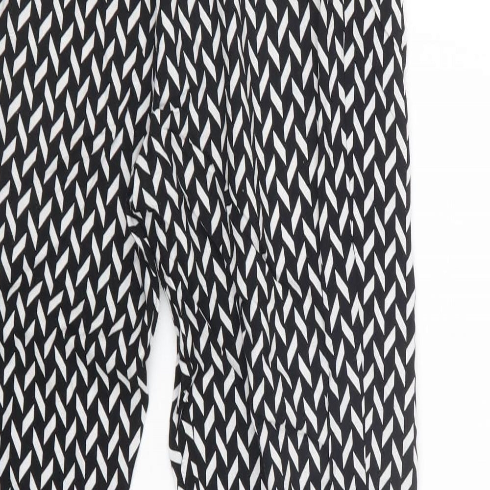 Blue Chameleon Womens Black Geometric Trousers Size 16 L26 in