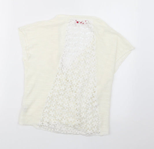 Young Dimension Girls White Knit Cardigan Jumper Size 7-8 Years