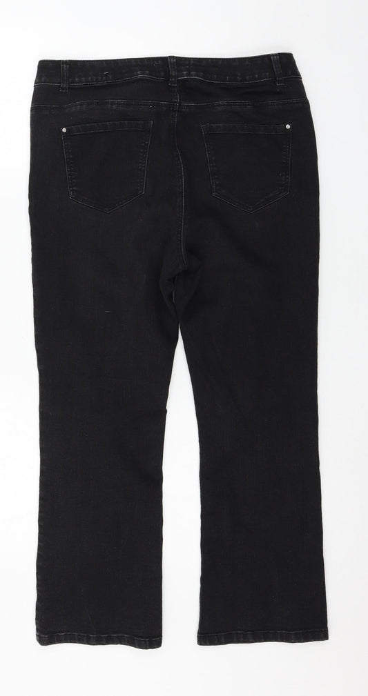 Dorothy Perkins Womens Black Denim Straight Jeans Size 14 L24 in