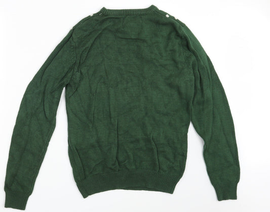 Cedar Wood State Mens Green Polka Dot Pullover Jumper Size S - Seasonal Christmas Festive Holiday