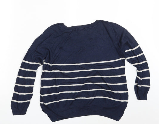 H&M Womens Blue Striped Pullover Sweatshirt Size M