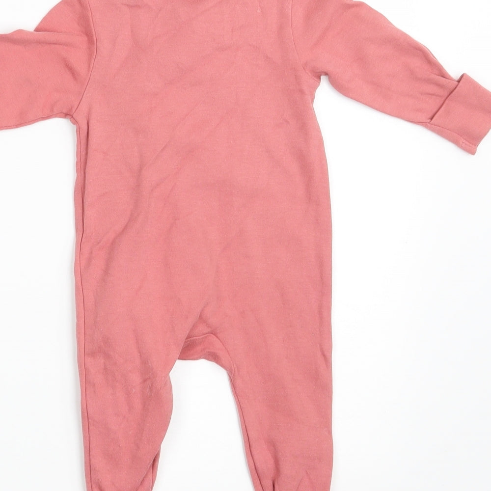 M&S Girls Pink Floral Romper One-Piece Size 3-6 Months - Inside Leg 10 Inches