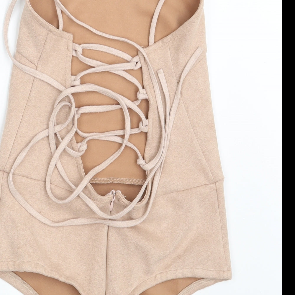 In the Style Womens Pink Velvet Bodysuit One-Piece Size 10