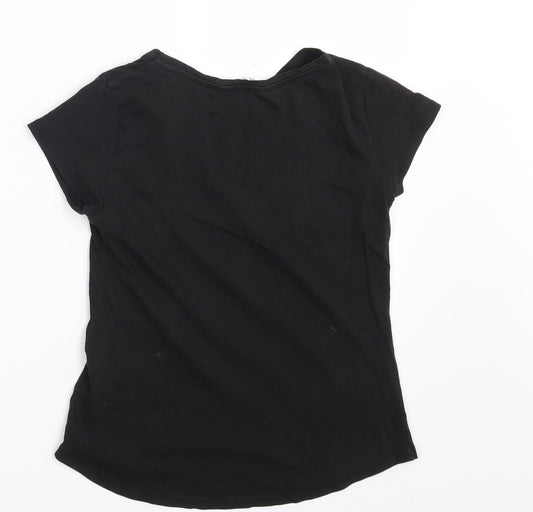 H&M Girls Black Basic T-Shirt Size 10-11 Years