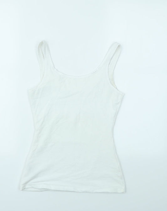 M&S Womens White Basic T-Shirt Size 8