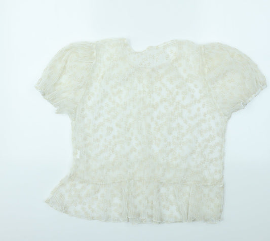 Primark Womens Ivory Floral Basic T-Shirt Size M
