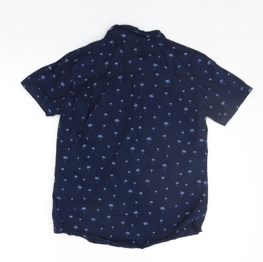 THREADABLE Girls Blue Geometric Basic Button-Up Size 11-12 Years