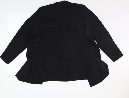 Wrap & Weft Womens Black Cardigan Jumper Size 14 - BEAD DETAIL