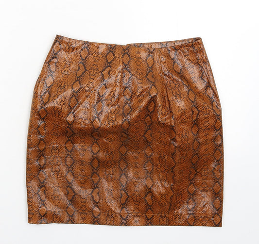 Naanaa Womens Brown Animal Print  Mini Skirt Size 8