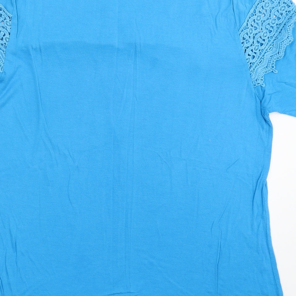 Womens UK Size 18 Be You Blue Basic T-Shirt