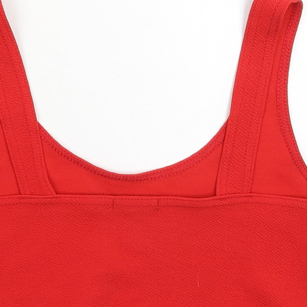 Boohoo Womens Red Basic Tank Size 10