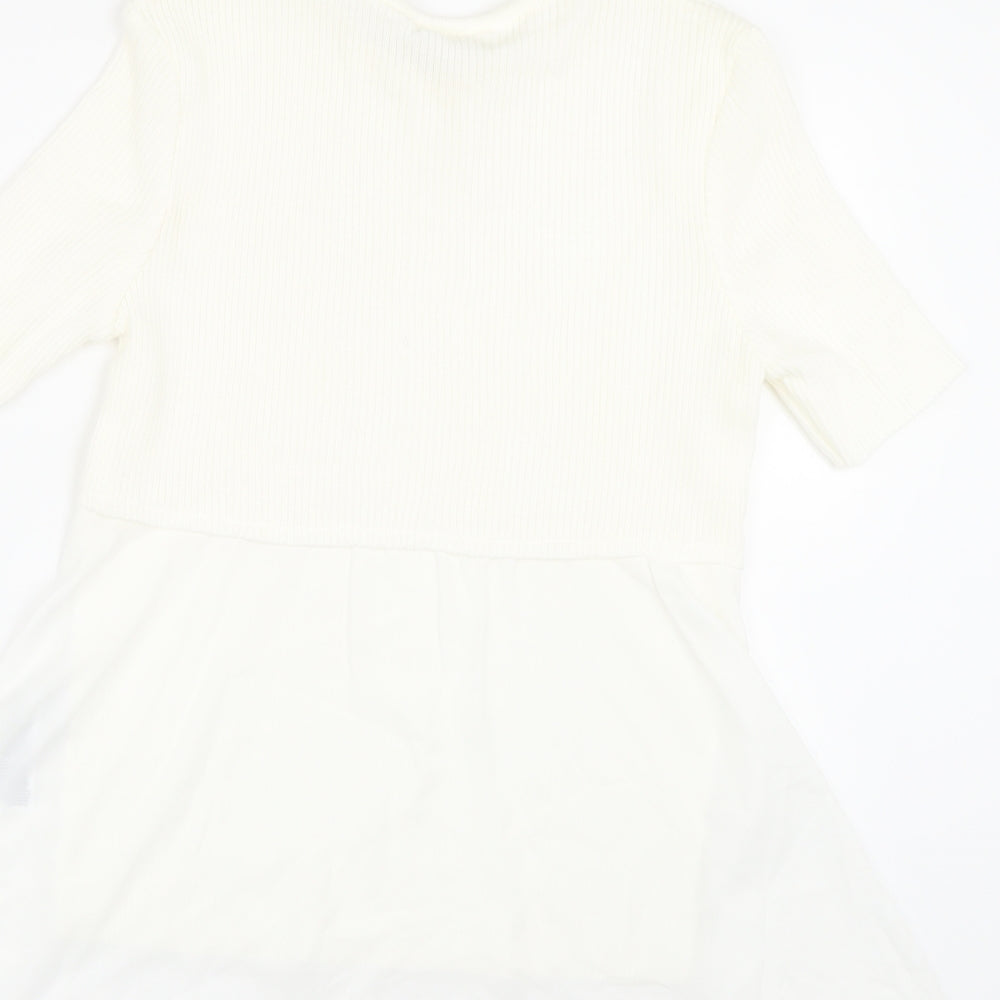 Miss Selfridge Womens White Basic T-Shirt Size 10