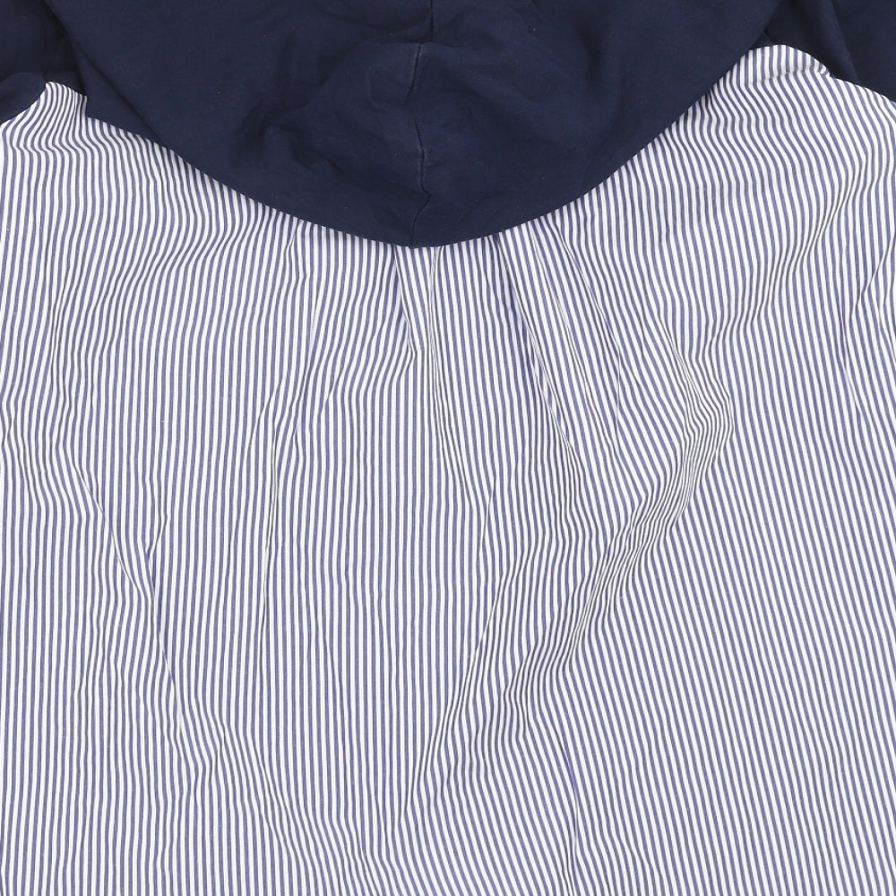 SheIn Womens Blue Striped Pullover Hoodie One Size