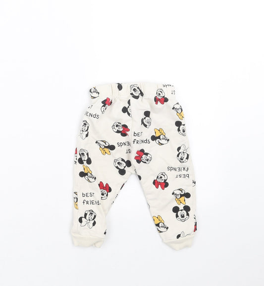 LC Waikiki Baby Ivory Jogger Trousers Size 6-9 Months - Mickey and Minnie Mouse