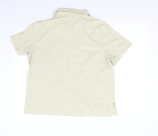 EWM Womens Beige Basic Button-Up Size 16