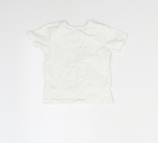 George Baby White Basic T-Shirt Size 6-9 Months - Giraffe