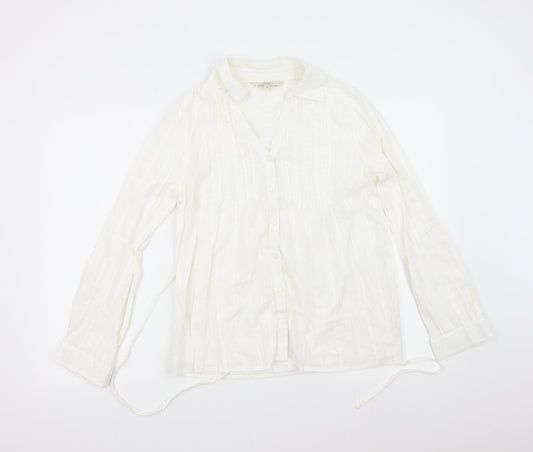Womens UK Size 12 Debenhams Ivory Basic Button-Up