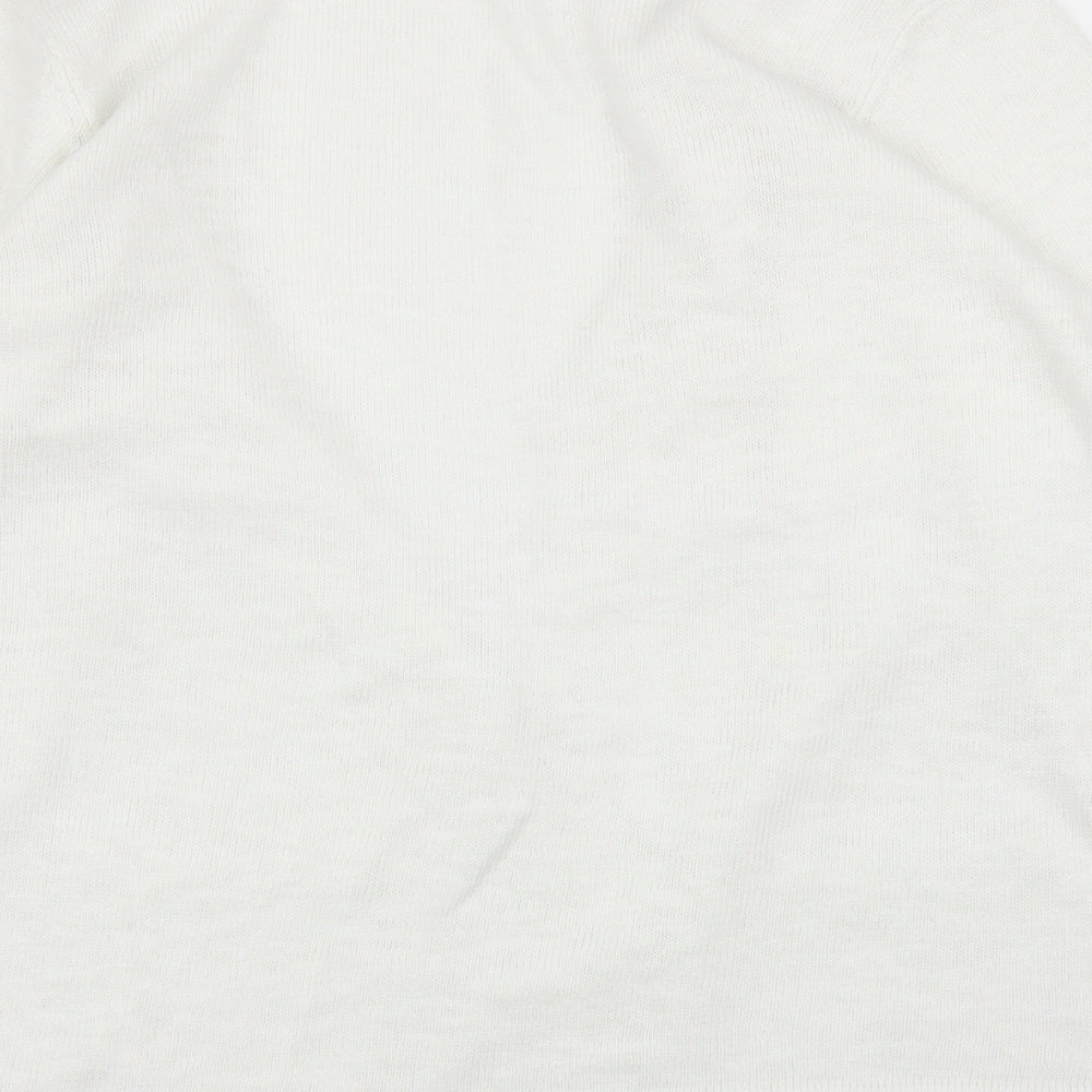 DASH Womens White Cardigan Jumper Size L