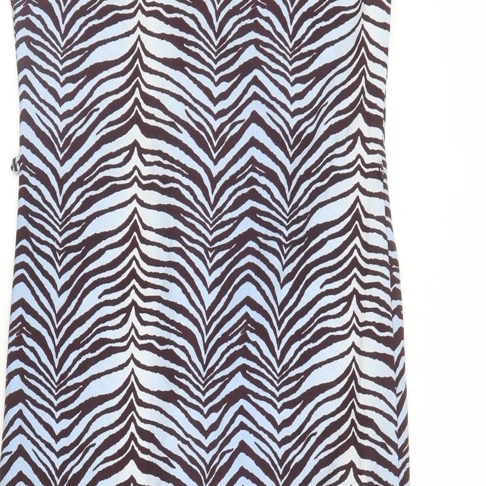 Primark Womens Blue Animal Print A-Line Size 6 - Zebra print