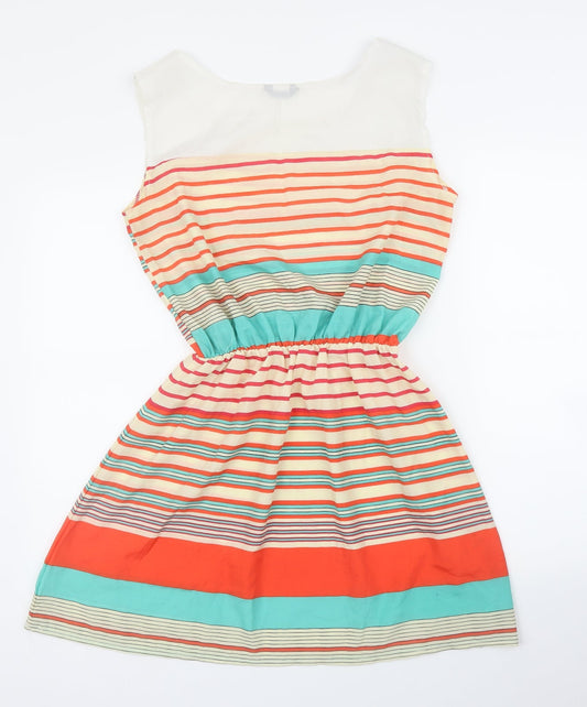 Preworn Womens Orange Striped A-Line Size M