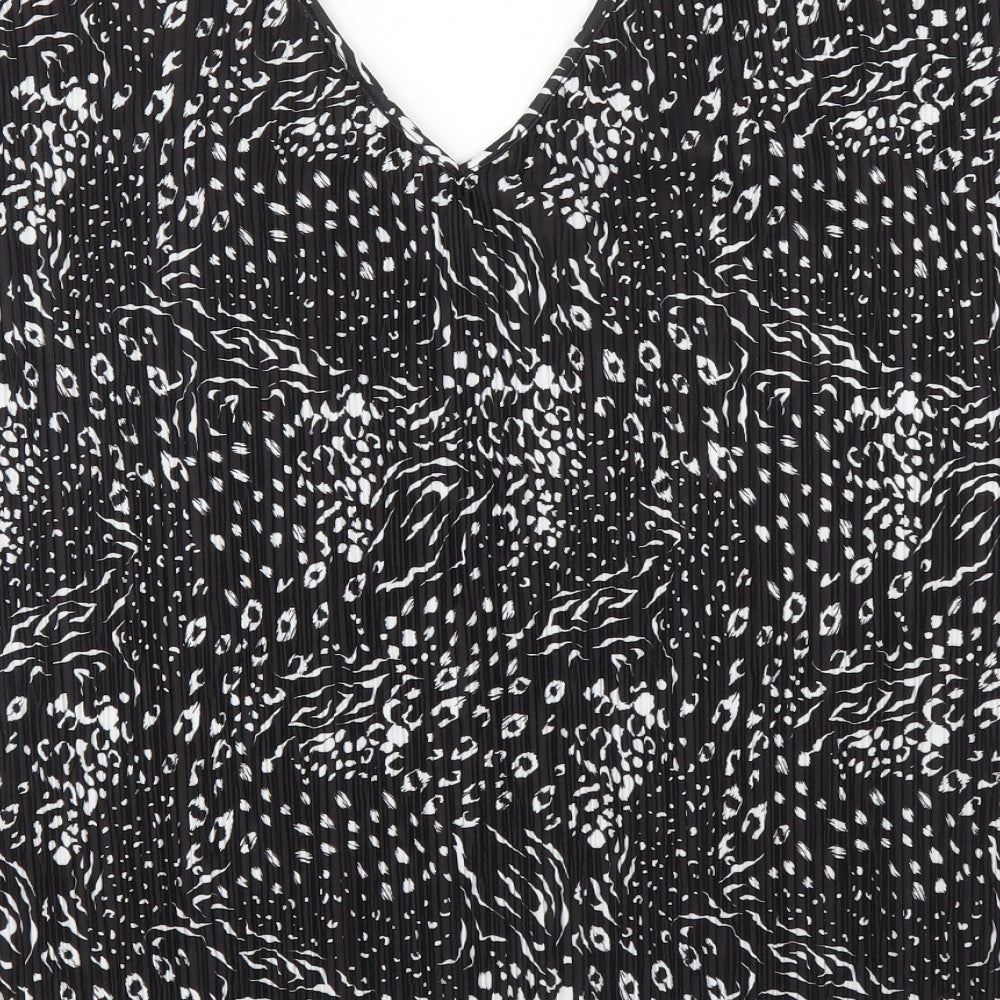 F&F Womens Black Animal Print Basic Blouse Size 16