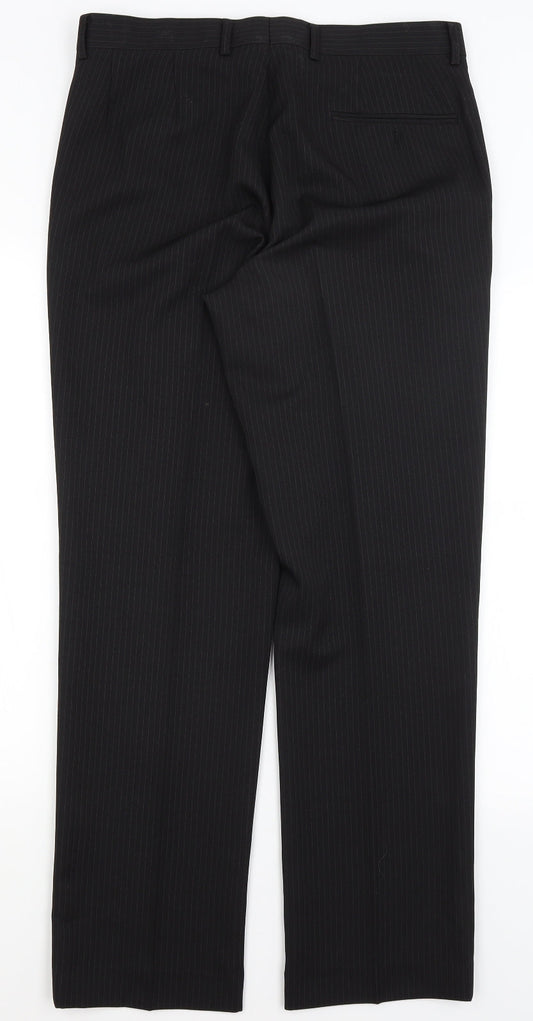 Taylor & Wright Mens Black Striped Dress Pants Trousers Size 32 in L31 in