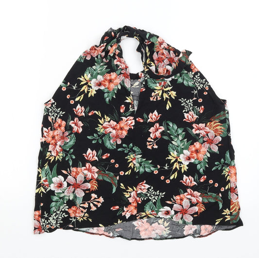 Primark Womens Black Floral Basic Tank Size 8