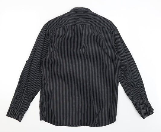 Mens UK Size L NEXT Black Button-Up Long Sleeve Casual Shirt