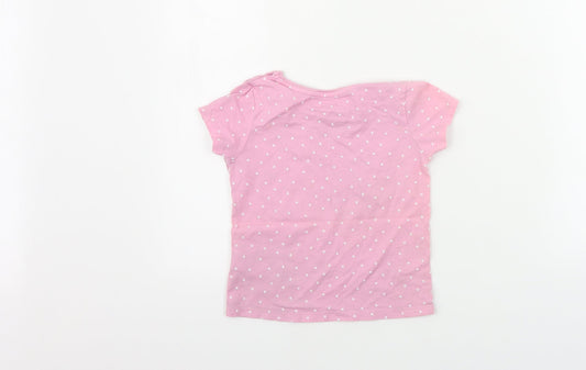 Primark Girls Pink Polka Dot Basic T-Shirt Size 5-6 Years