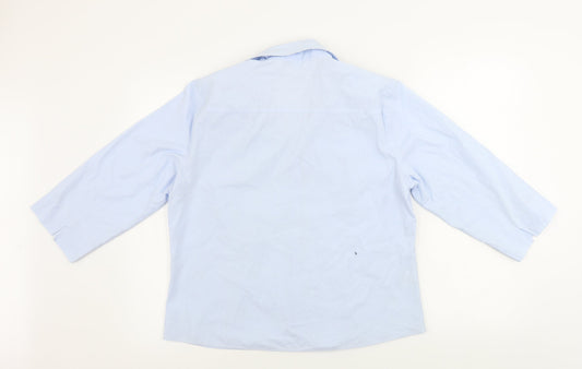 Womens UK Size 16 AMARANTO Blue Basic Button-Up