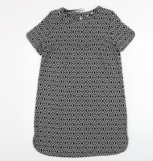 Peacocks Womens White Geometric A-Line Size 12