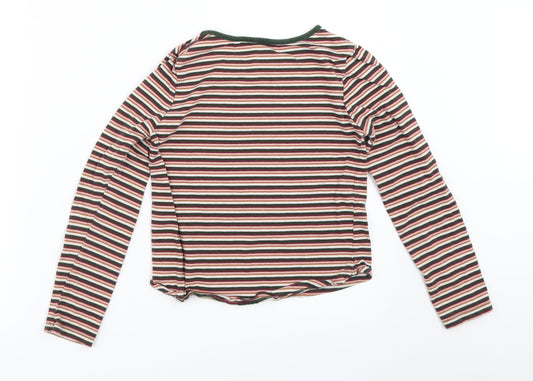 TU Girls Pink Striped Basic T-Shirt Size 9 Years