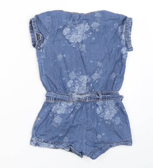 Benetton Jeans Girls Blue Denim Playsuit One-Piece Size XS