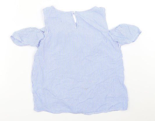 H&M Girls Blue Striped Basic Blouse Size 14 Years