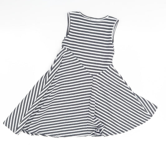 kite & cosmic Girls White Striped Fit & Flare Size 8 Years