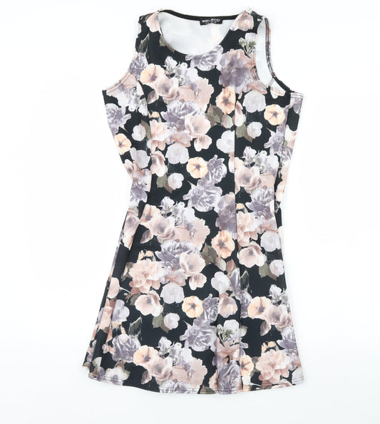 Select Womens Black Floral Fit & Flare Size 12